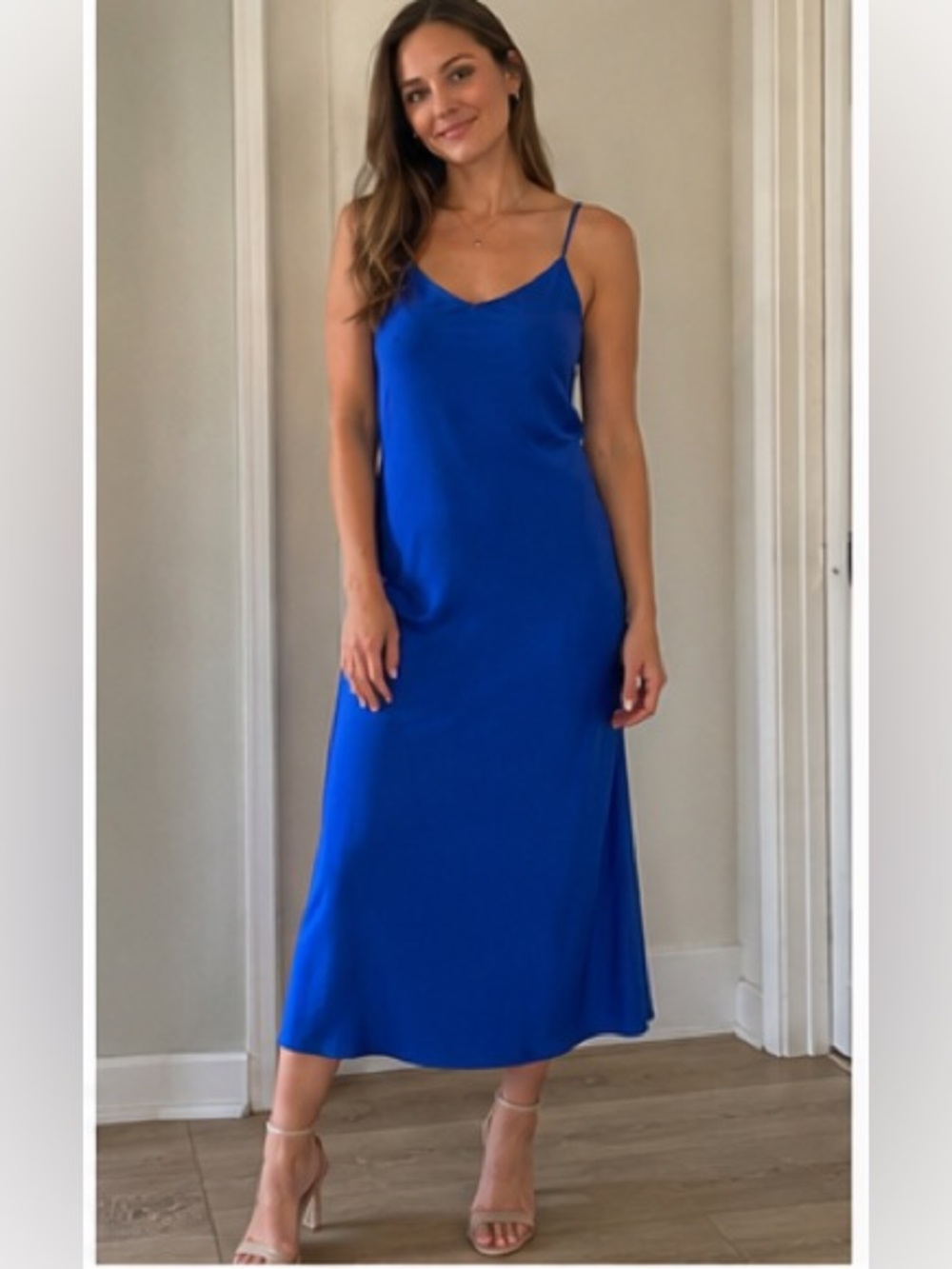 All Saints - Satin Blue Slip Dress